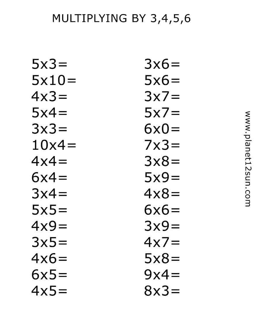 multiplying by 3,4,5,6